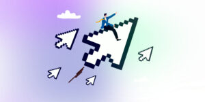 Illustration de curseurs dans les nuages. pour symboliser les cliques.