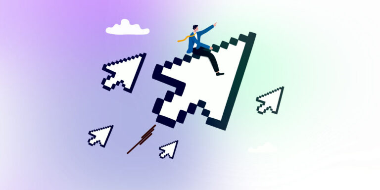 Illustration de curseurs dans les nuages. pour symboliser les cliques.