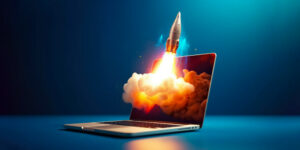 Fusé décolle d'un écran de macbook pro