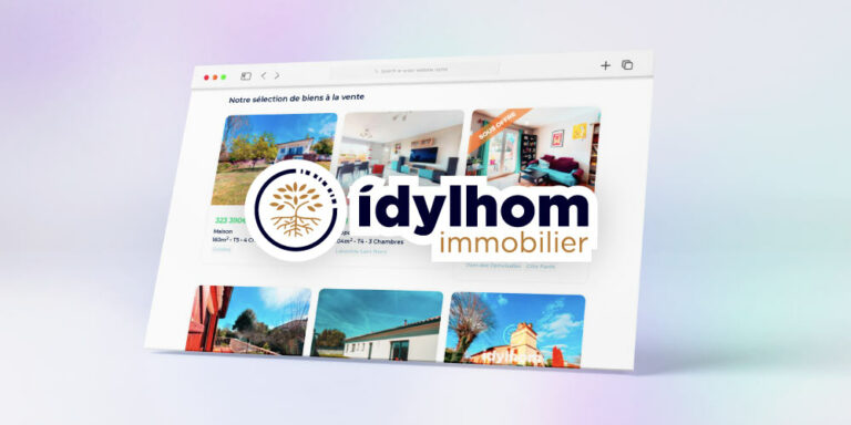 mockup du site immobilier idylhom avec son logo