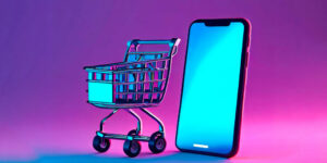 ecommerce cart with smartphone