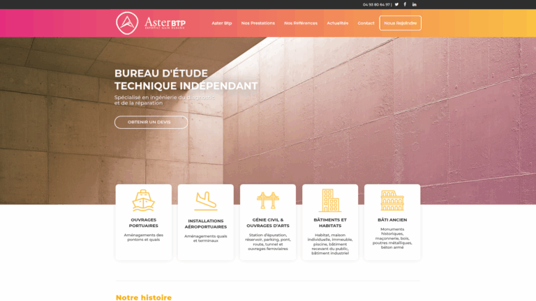 screenshot du site web AsterBTP