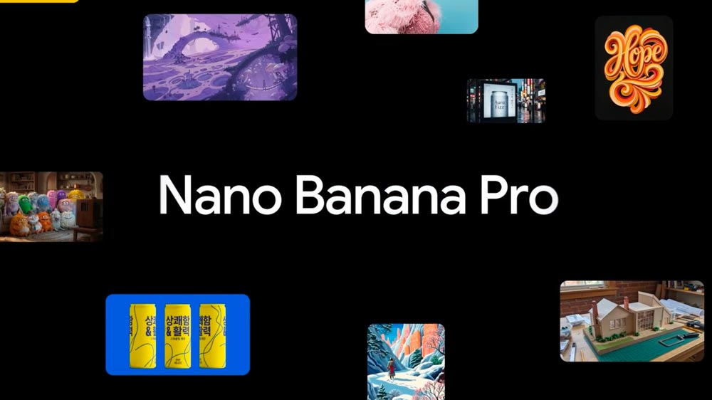 Interface visuelle mettant en avant Nano Banana Pro avec un design technologique et des éléments graphiques numériques.
