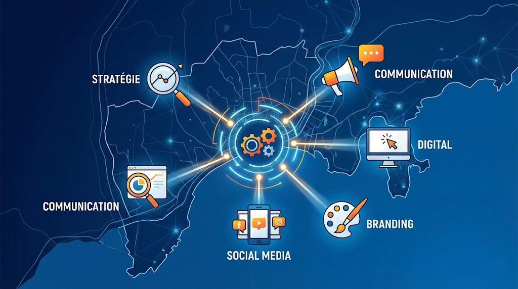 Agence de communication digitale à Nice avec réseau technologique et marketing connecté