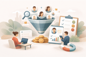 Illustration du processus de qualification et de scoring des leads en marketing digital