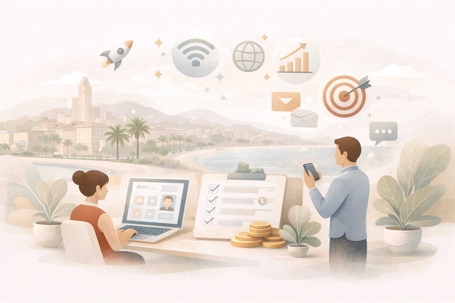 Écosystème numérique à Nice avec entrepreneurs, startups locales et technologies digitales en plein développement sur la Côte d’Azur.