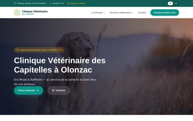 Capture du site vetolonzac.fr — Clinique Vétérinaire des Capitelles à Olonzac