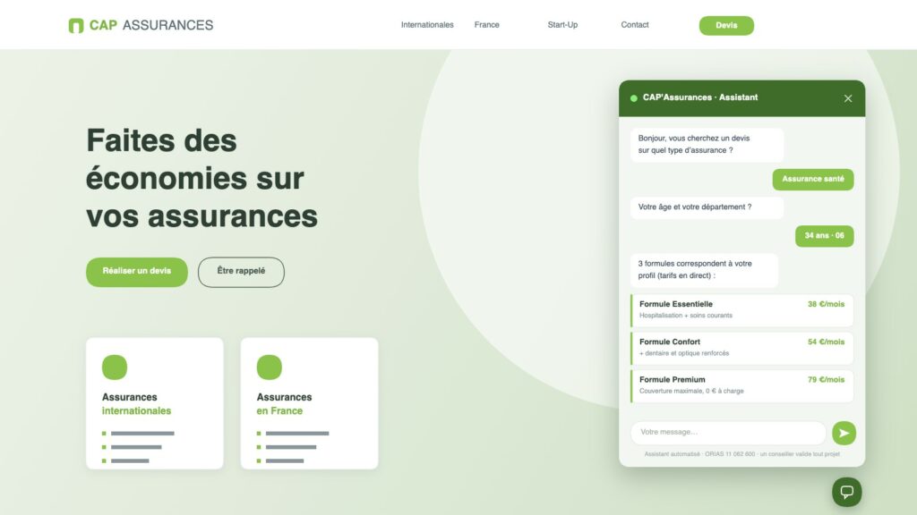 Cap Assurances • Chatbot IA connecté aux API assureurs